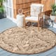 SAFAVIEH Courtyard Bettyjane Tropical Leaves Indoor/ Outdoor Area Rug - 6'7" x 6'7" Round - Natural/Brown