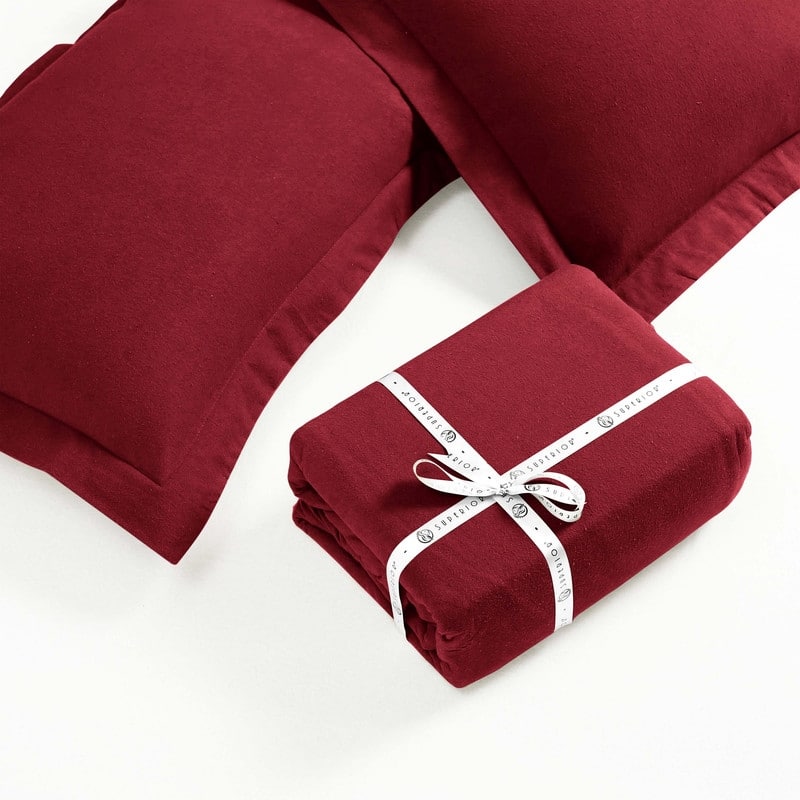 Superior Classic Solid Flannel Cotton Duvet Cover Set
