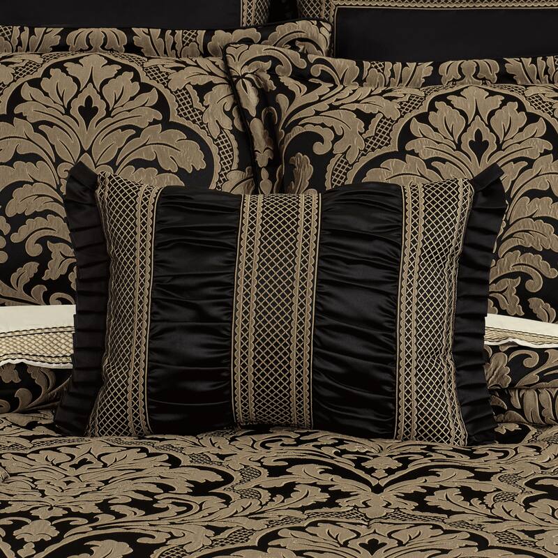 Brunello Black And Gold Boudoir Decorative Throw Pillow