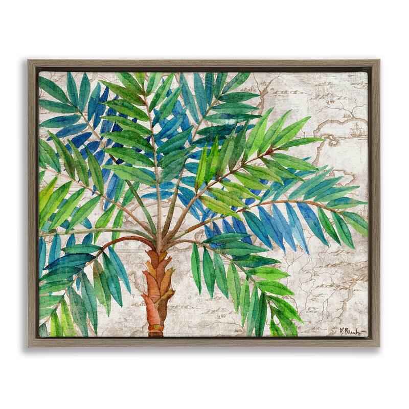 Stupell Aqueous Palm Tree Framed Floater Canvas Wall Art Design By Paul Brent - 21 x 17 - Brown