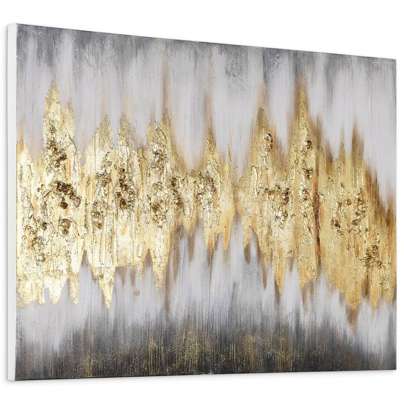 Gold Frequency Textured Hand Painted Wall Art with Gold Foil