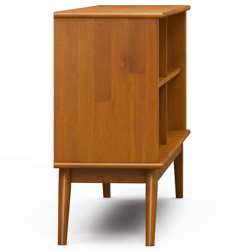 WYNDENHALL Tierney SOLID HARDWOOD 30 x 64 inch Modern Low Bookcase in Teak Brown - 14" d x 64" w x 30" h