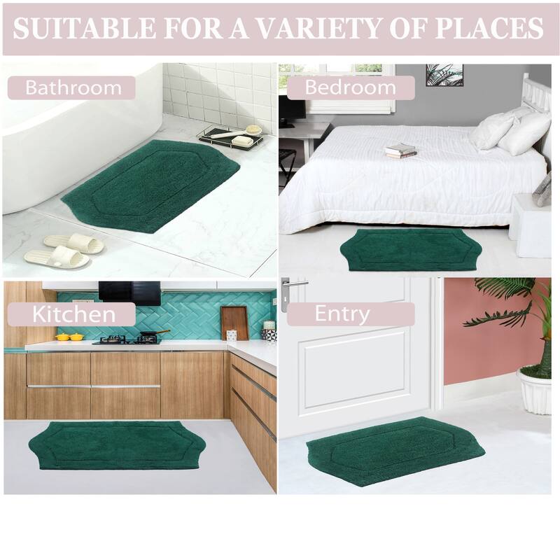 Waterford Collection 100% Cotton Non-Slip Bathroom Rug Set, Machine Washable Bath Rug, 5 Piece Bath Mat Set with Contour