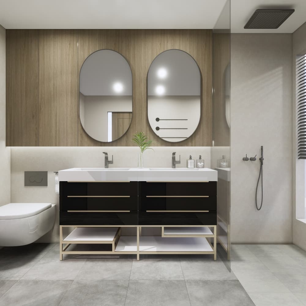 Noble 60" Free-standing Vanity with Reinforced Acrylic Double Sink