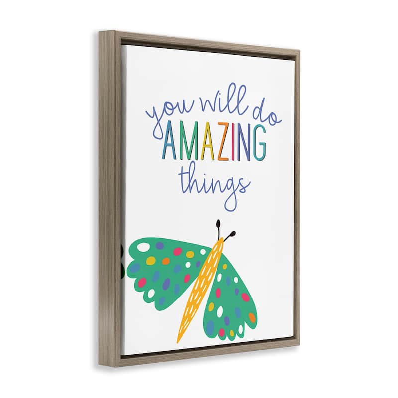 Stupell Amazing Things with Dragonfly Framed Floater Canvas Wall Art Design By Kim Allen