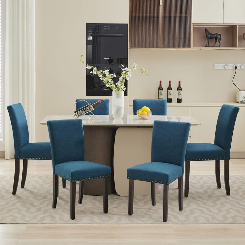 Dining Chairs Set of 2 Upholstered Fabric Kitchen Chairs with Nailhead Trim（Option）