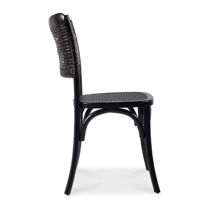 NADAAL STUDIOS Winston, Wooden Dining Chair With Rattan Seat, Set of Two - 18"W x22.5"D x34.5"H