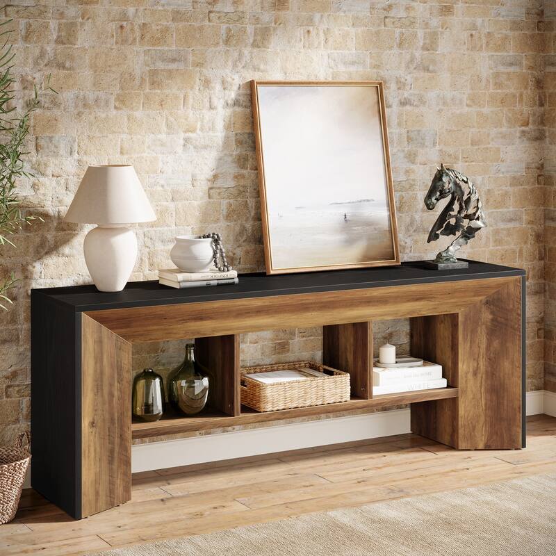  TV Stand with 3 Cubes Storage Organizer - Brown