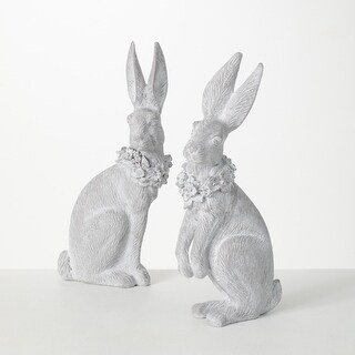 Sullivans Whitewashed Sitting Bunnies Sculpture - Set of 2 - Bed Bath ...