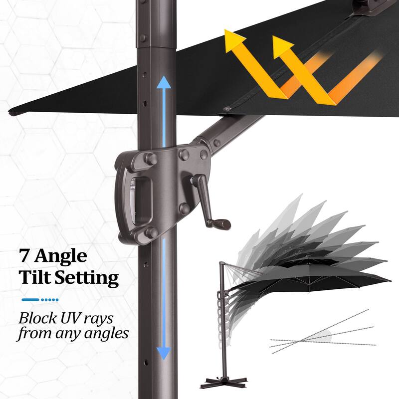 VredHom 11.5FT Dual Wind Vent Offset Cantilever Patio Umbrella with Base