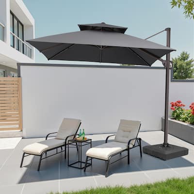 Pellebant 10 X 10 Ft Outdoor Patio Cantilever Offset Umbrella with Double Top