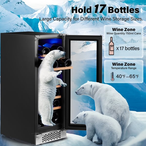 Yeego 12 inch Dual Zone 17Bottles Wine Cooler Refrigerator BuiltIn or