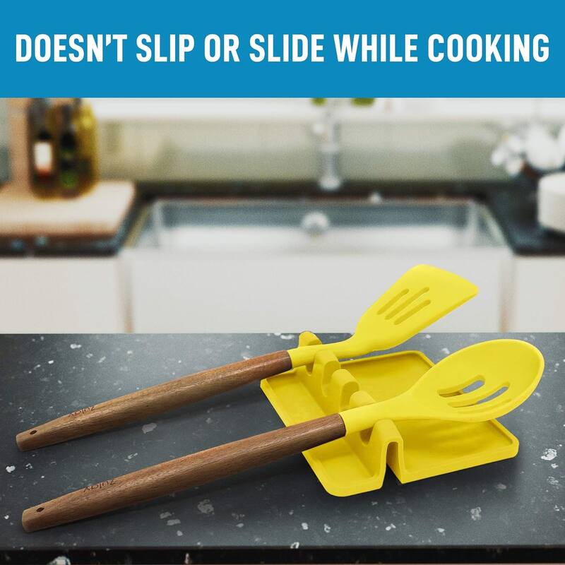 Zulay Kitchen Silicone Utensil Rest with Drip Pad