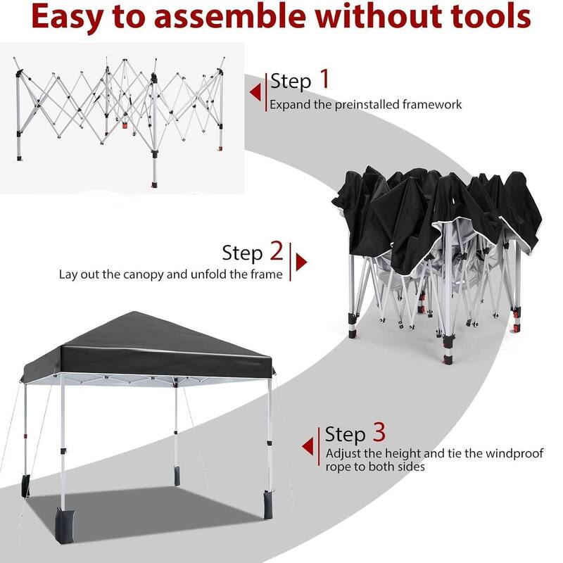 Outdoor Folding Sun Shelter, Portable Patio Shade, Pop Up Canopy Tent with 3 Adjustable Heights