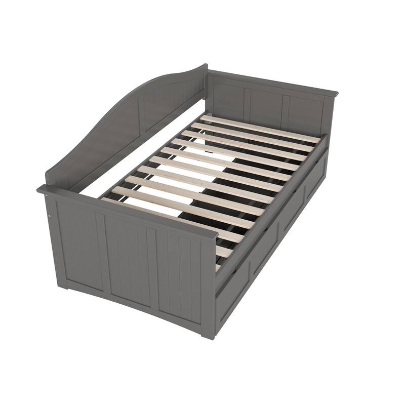 Twin Daybed with Drawers - White Wood Frame & Storage - Elegant Design