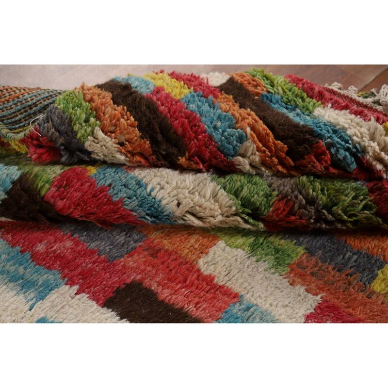 Plush Colorful Moroccan Area Rug Hand-Knotted Wool Carpet - 5'8" x 9'10"