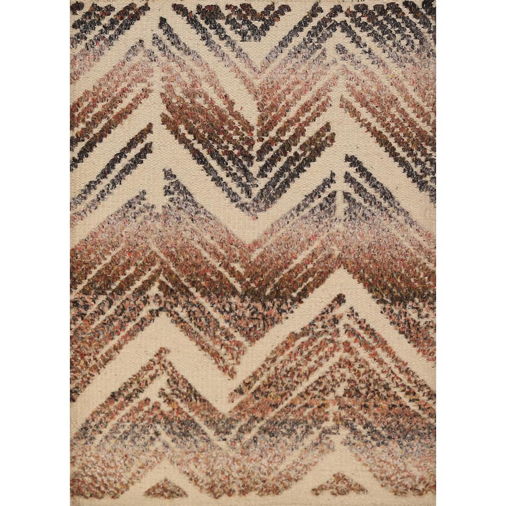 Chevron Style Moroccan Indian Accent Rug Handmade Wool Carpet - 2'0"x 3'0"