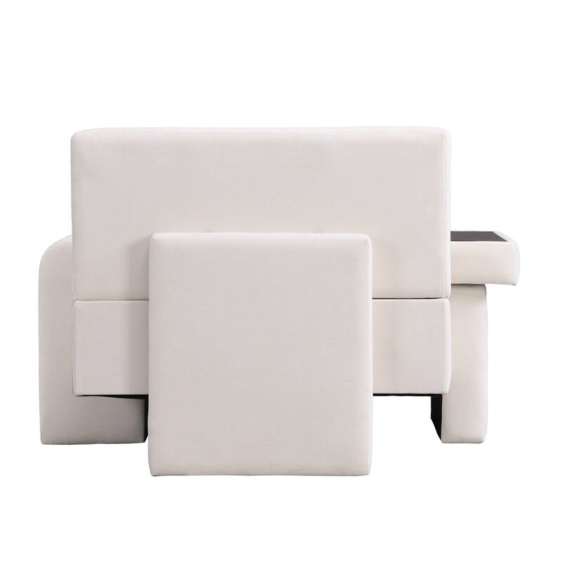 Polyester Oversized Armchair with Storage Asymmetrical Armrest and Modern Mid-Century Chair, 225lb Capacity