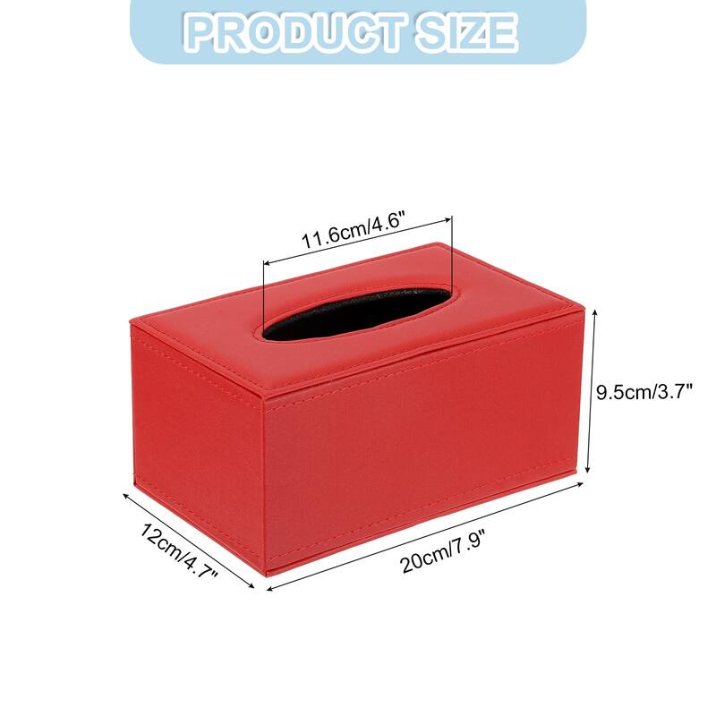Tissue Box Cover with Magnetic Bottom, 1 Pcs - Red - 20 x 12 x 9.5cm/7.9 x 4.7 x 3.7
