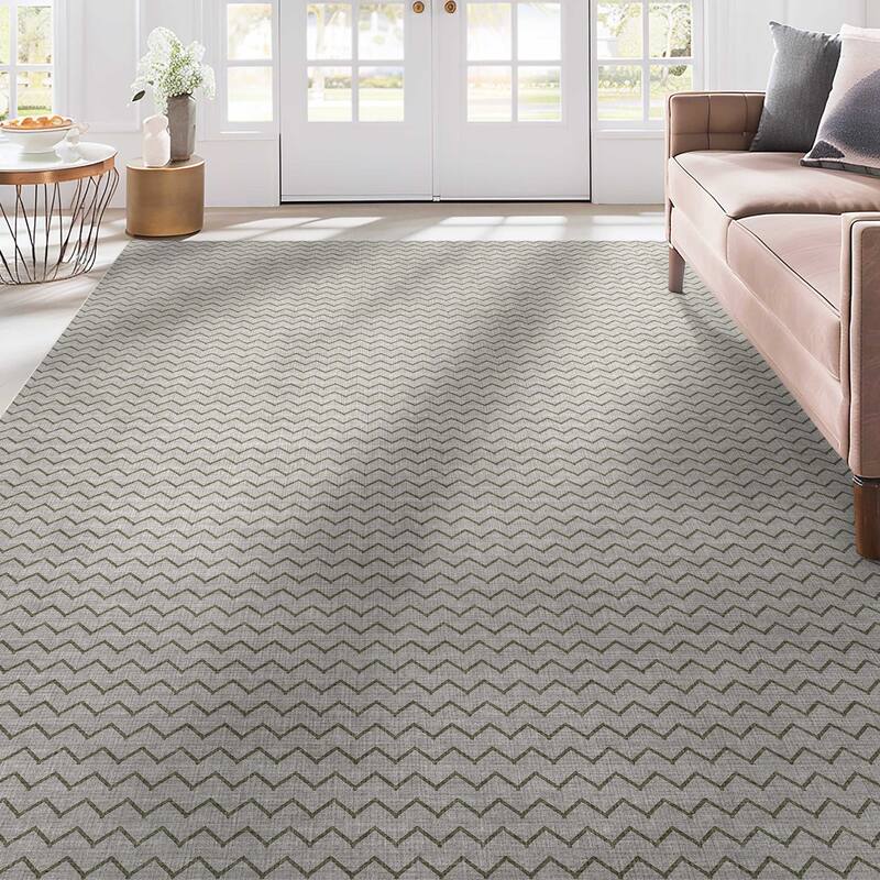 Well Woven Apollo Elemental Mesa Modern Flat Pile Stain Resistant Rug - 9'10" x 13' - Grey