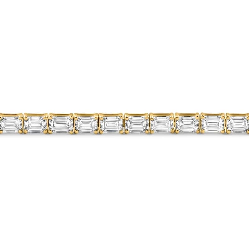 Bliss Diamond 7Ct Emerald Cut Diamond Tennis Bracelet 7" Yellow Gold