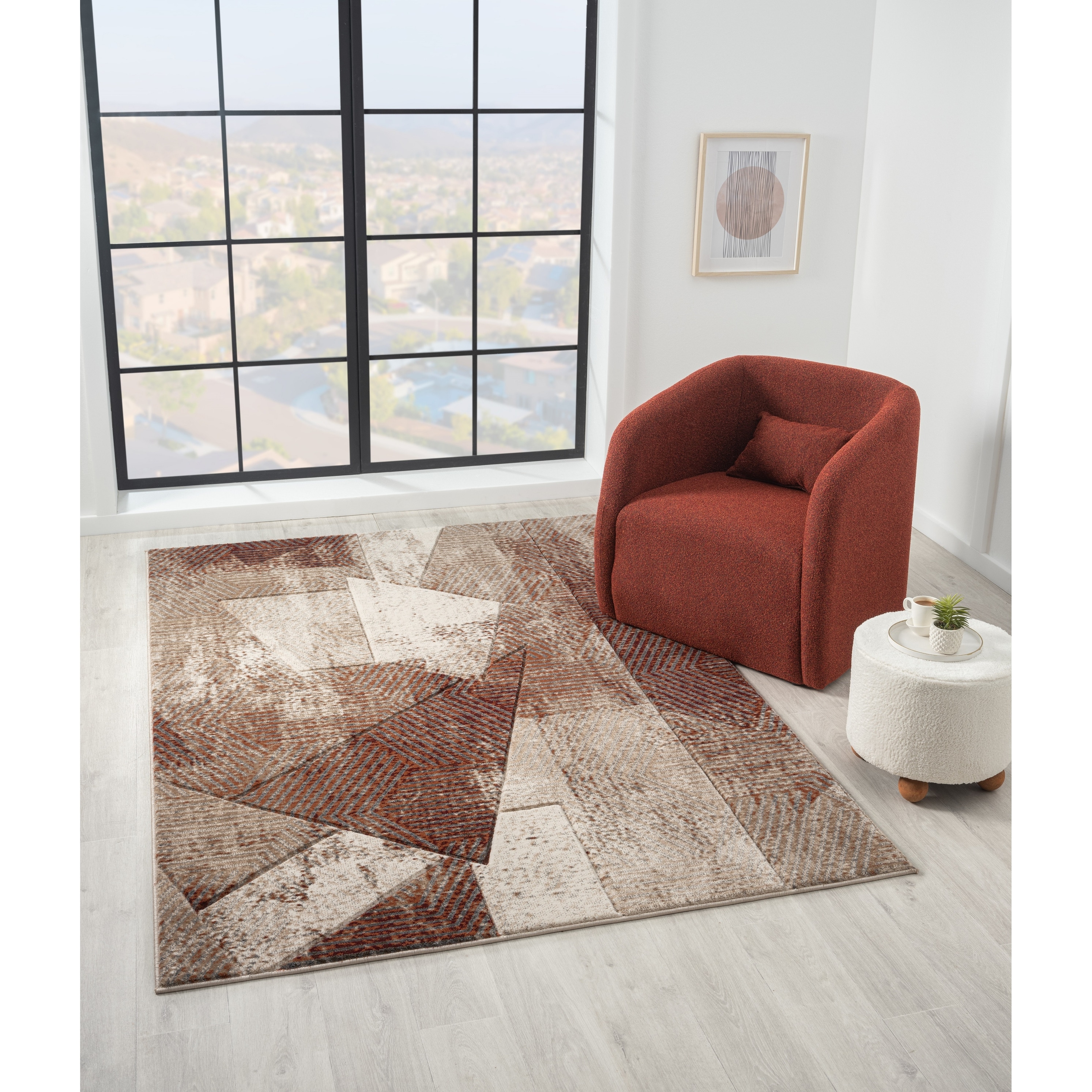 MDA Rugs Alexia Collection Geometric Red/Brown Indoor Abstract Area Rug
