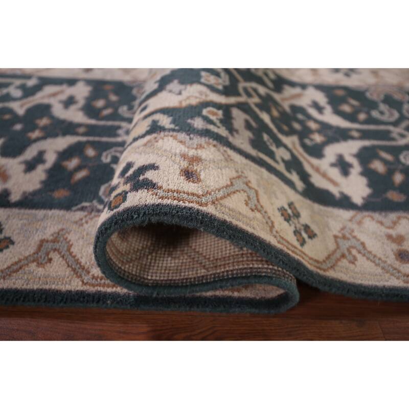 Green Oushak Indian Runner Rug Hand-Knotted Wool Carpet - 2'5"x 11'7"