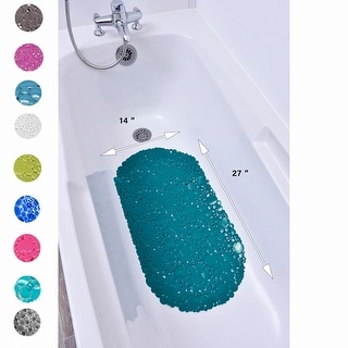 Bubbles Non-Slip Square Shower Mat 20 L x 20 W - Clear Navy Blue