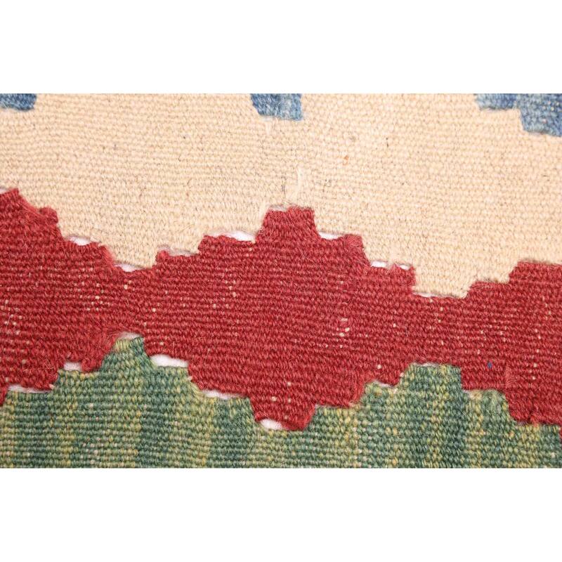 ECARPETGALLERY Flat-Weave Bold and Colorful Dark Red Wool Kilim - 3'10 x 6'0