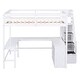 preview thumbnail 5 of 22, Full Size Loft Bed with Built-in L-Shaped Desk, Storage Shelves, and Storage Staircase