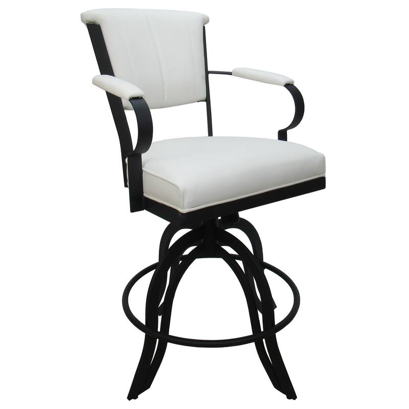 Miami Counter 26" or Bar 30" Metal Bar Stool on A Base - White Vinyl - Black - Counter Height