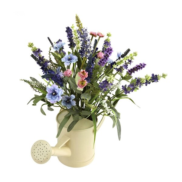 Nearly Natural Lavender Arrangement with Watering Can