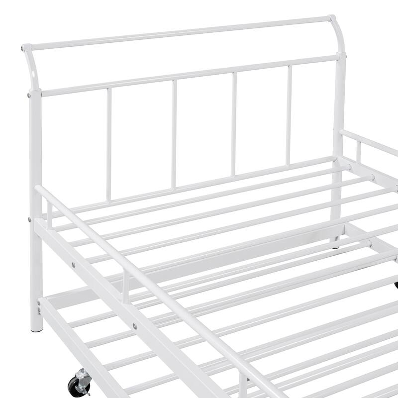 Metal Daybed with Curved Handle Design and Trundle