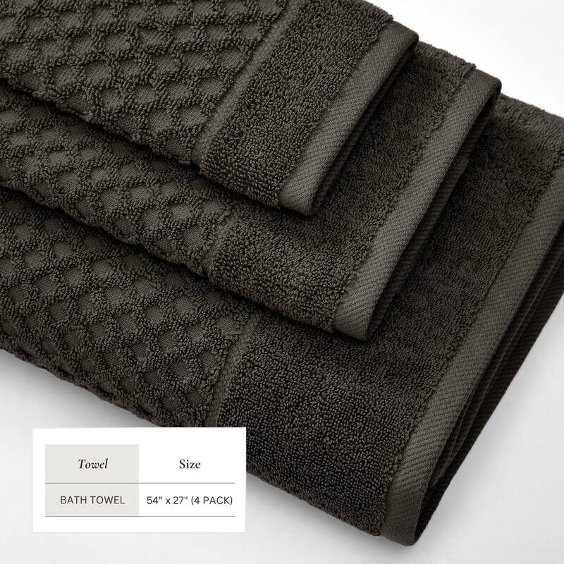 Linery & Co. Cotton Diamond Waffle Texture Bath Towels