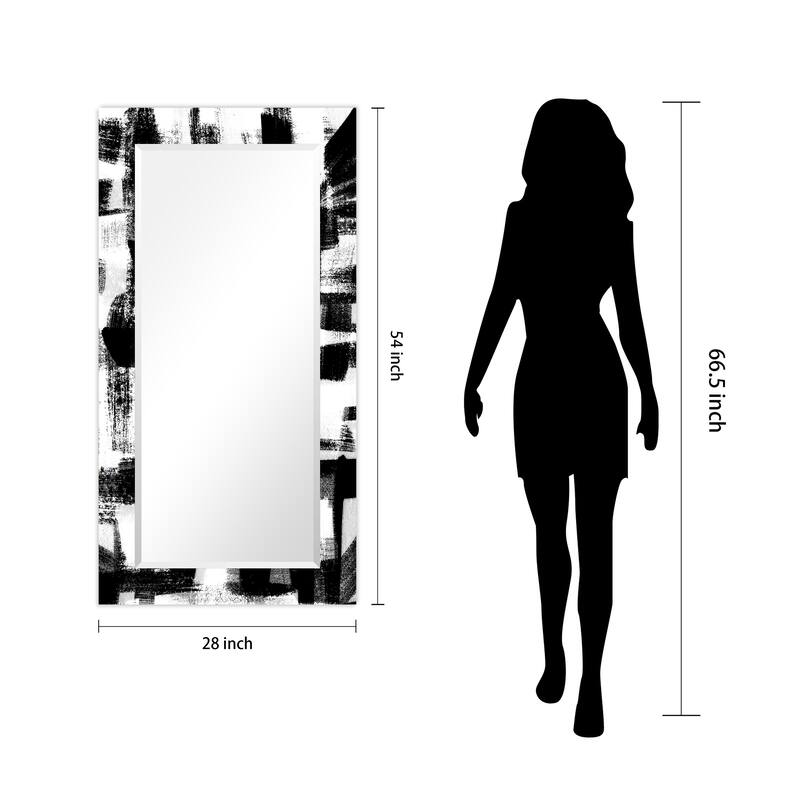 Jam Session Rectangular Beveled Mirror on Free Floating Printed Tempered Art Glass - Clear - 54" x 28"