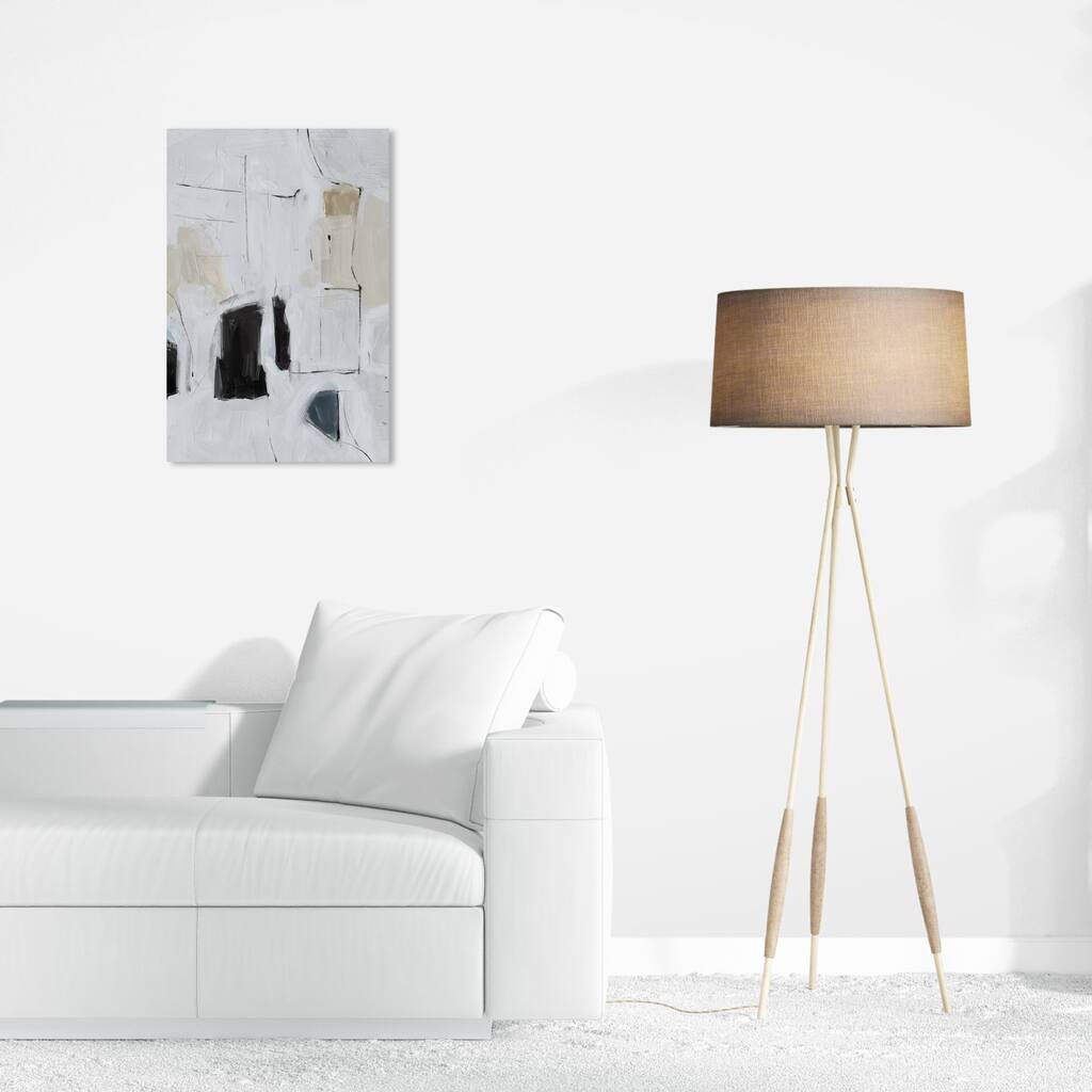 Wynwood Studio Canvas Abstract City in Fog Gray and Light Gray Modern & Contemporary Wall Art Canvas Print