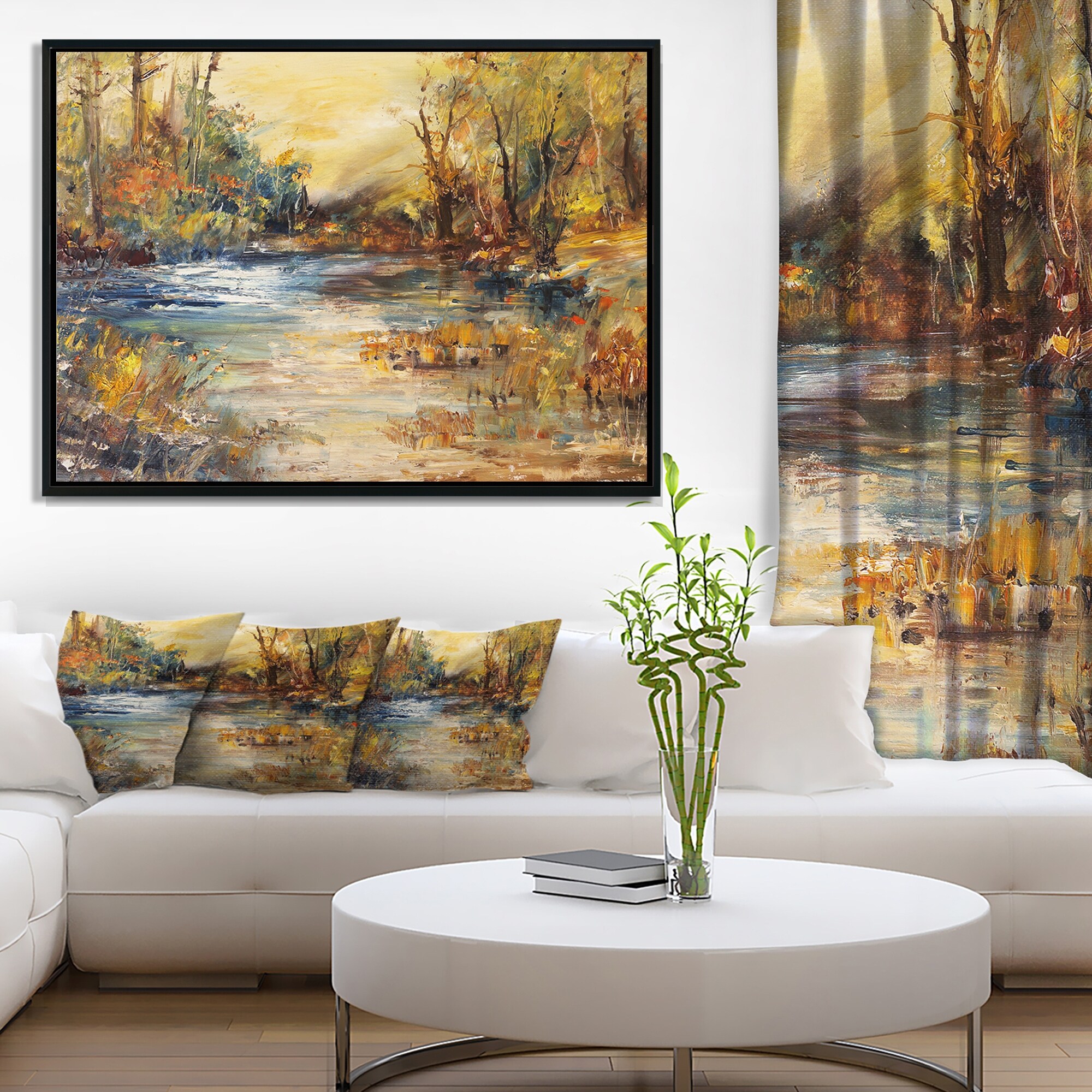 Shop Designart Stream In Forest Oil Painting Landscape Painting