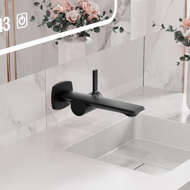 Modland Wall Mount Single Hole Bathroom Faucet with Valve Single Handle And Hot/Cold Indicator