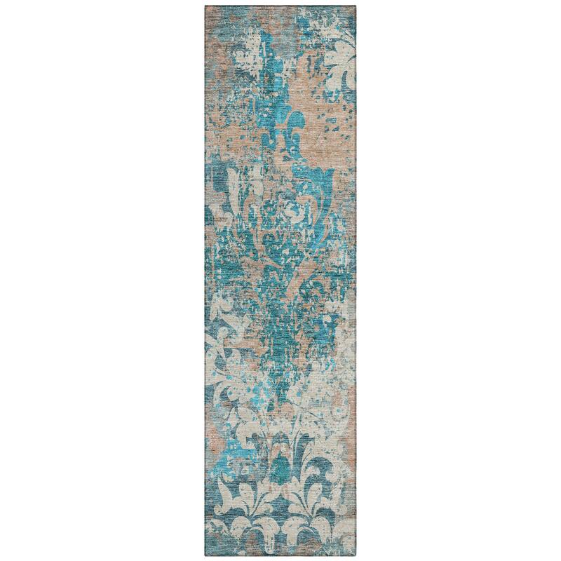 Machine Washable Indoor/ Outdoor Chantille Vintage Damask Rug
