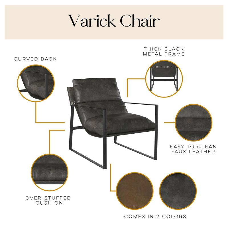 Cortney's Collection Varick Faux Leather Accent Chair