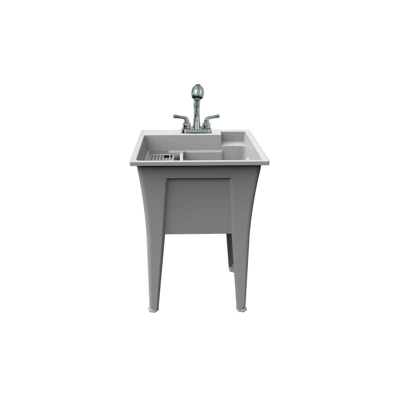 Dalary 24" Laundry Tub kit with Faucet and Bottle Holders - Gray