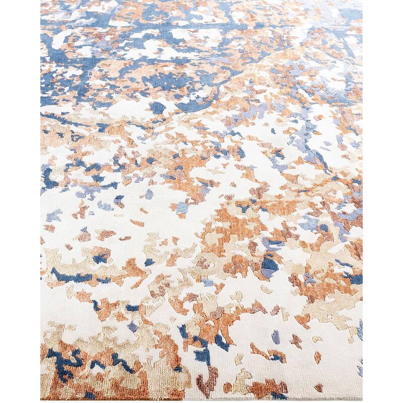 Modern One-of-a-Kind Hand-Knotted Area Rug - Ivory, 8' 2" x 10' 1" - 8' 2" x 10' 1"