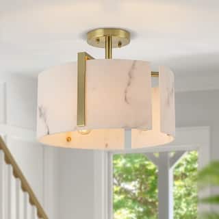 Starsky 3-Light Natural Alabaster Semi Flush Mount with Unique Texture