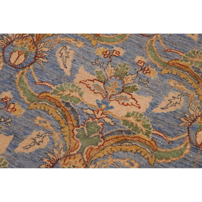 Bohemian Ziegler Spauldin Blue Gold Hand-knotted Wool Rug - 8'9
