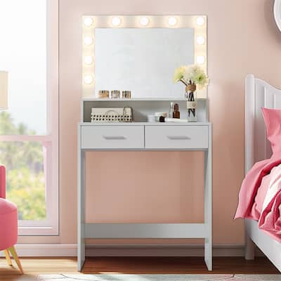 Vanity Desk with Mirror and Lights