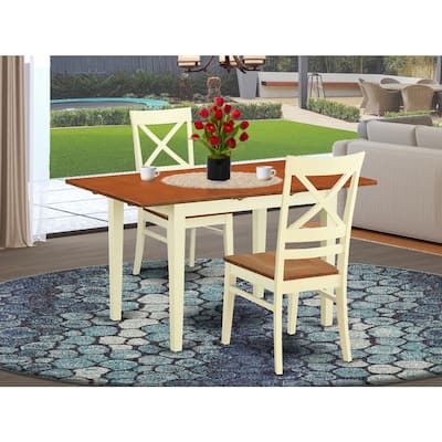 HomeStock 3-Piece Buttermilk and Cherry Finish Solid Wood Top Dining Table Set