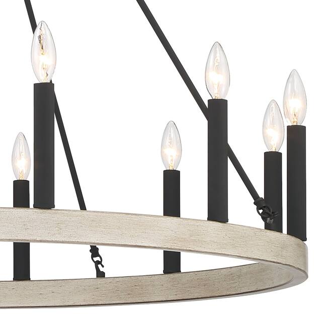 Acroma 12 Light 40 In Modern Farmhouse Wagon Wheel Chandelier-UL