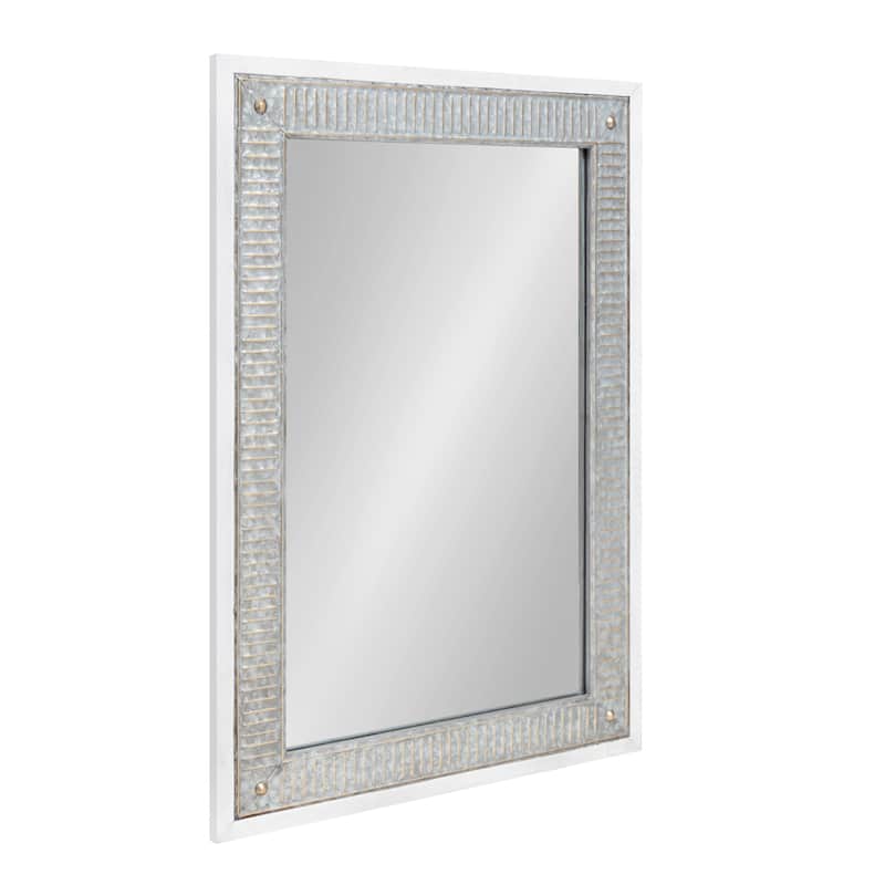 Kate and Laurel Deely Wood and Metal Wall Mirror - 27x39 - White