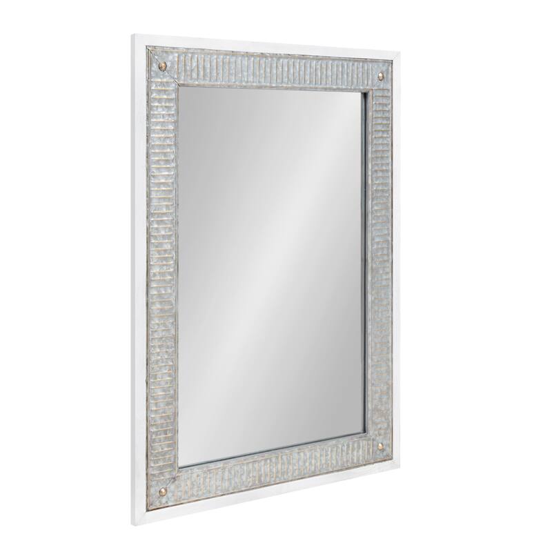 Kate and Laurel Deely Wood and Metal Wall Mirror - 27x39 - White