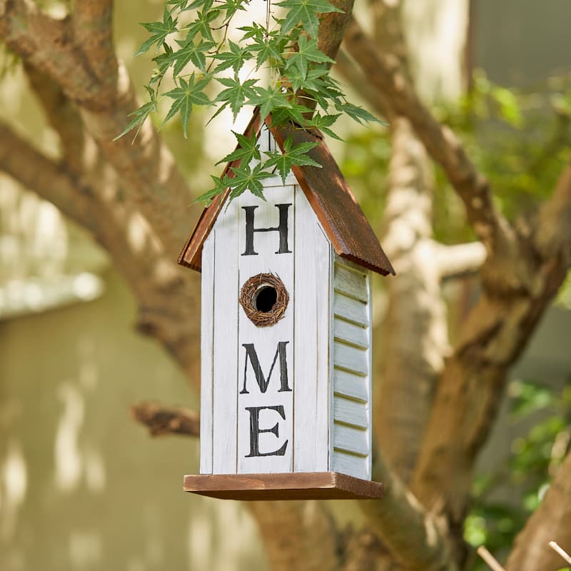 Glitzhome 14"H Farmhouse Solid Wood "HOME" Birdhouse